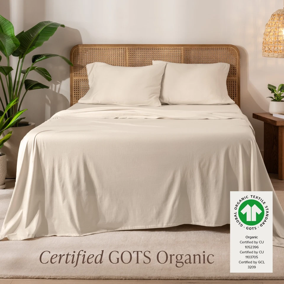 Juegos de sábanas jersey de algodón orgánico 150 GSM de Bare Home Foto 2 de 4