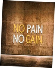 NO PAIN NO GAIN, Neon Sign for Wall Decor, LED Neon Lights Home Gym Yellow