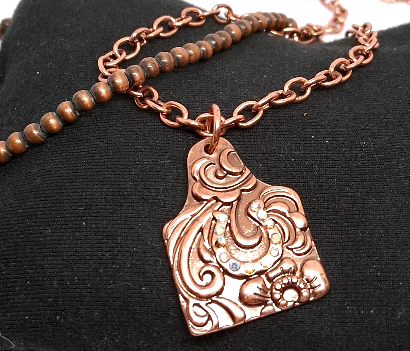 Solid 16 Inch  Copper Double Round Beaded Link Ch… - image 1