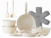 Topfset 16-Teilig Antihaft-Keramik Kochgeschirr Mit Abnehmbaren Griffen 20-26Cm