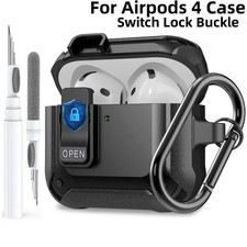 For Airpods 4 Case with Lock Clip, Rugged Airpods 4Th Generation Cover 2024 Men