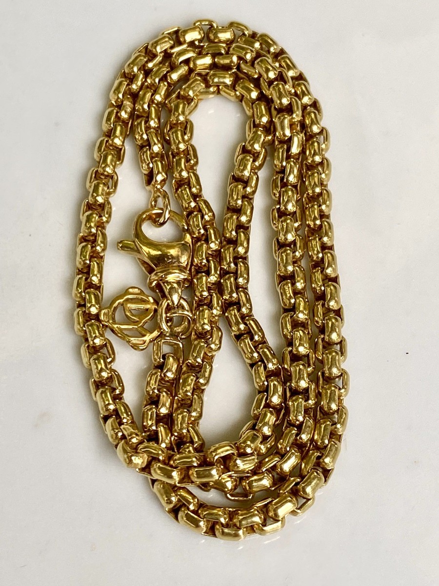 David Yurman Yellow Gold Box Chain Necklace 3.7mm 16” 34.4g