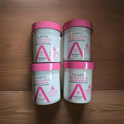 4 Almay Biodegradable Micellar Eye Makeup Remover Pads, - 80 count