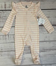 Baby Gap Girls Pink  White Stripe Flutter Sleeve Romper Size 3-6 Mo NWT