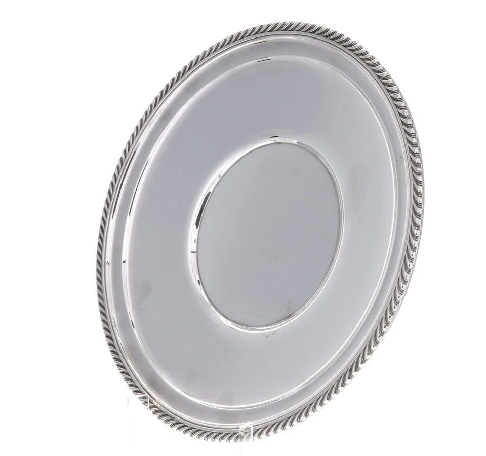 Plato sándwich con borde de cuerda Gorham de plata de ley placa base de cena años 40 vintage Foto 4 de 4