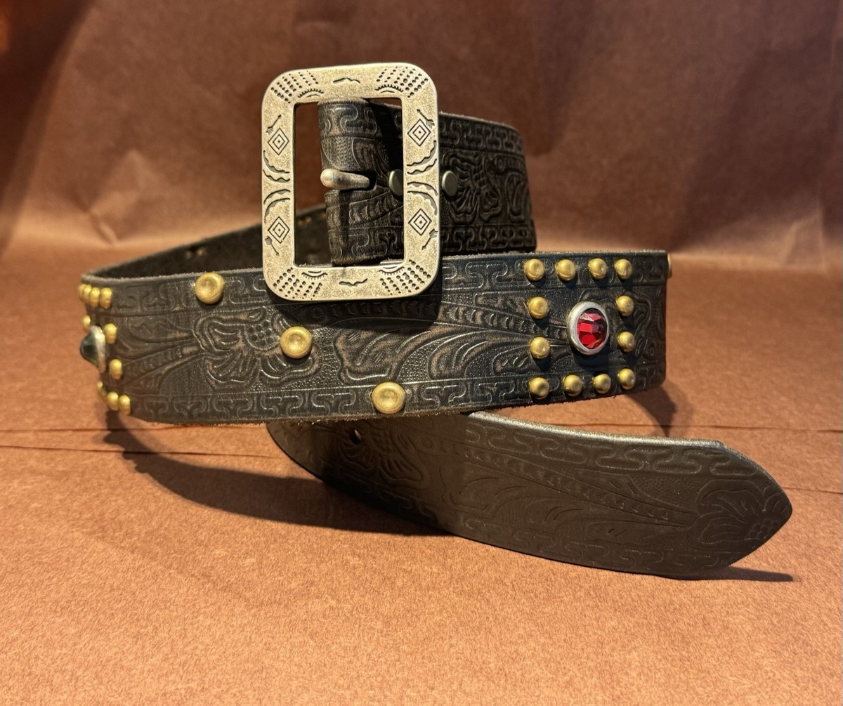 Double RL Retro Westerns Hand tooled Leather Studded Gem Double RL Retro Westerns Hand tooled Leather Studded Gem