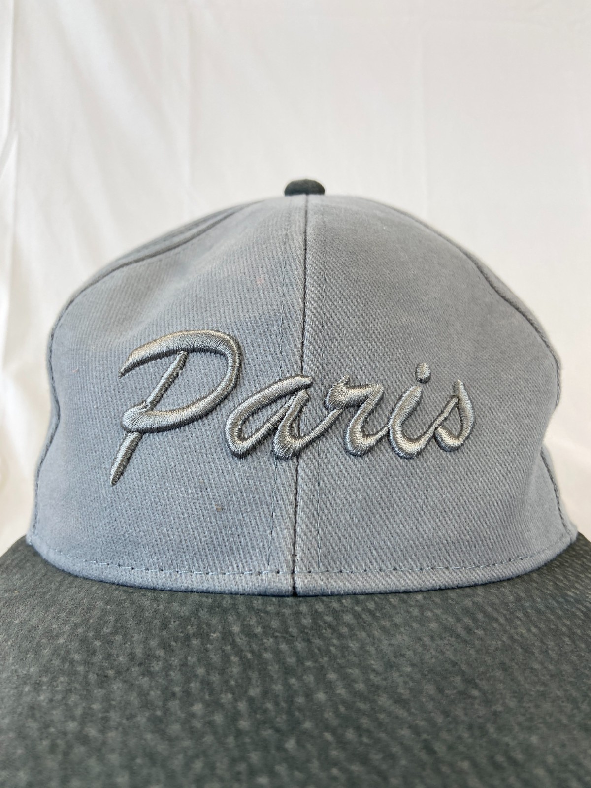 Paris Baseball Cap Snapback Hat Gray Embroidered … - image 2