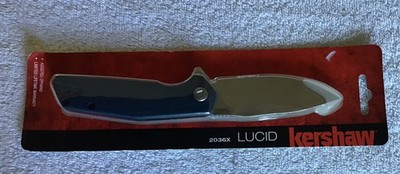 Kershaw Lucid Framelock Blue Folding Pocket Knife 8Cr13MoV Stonewashed 2036X