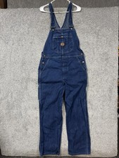 Red Kap Denim Bib Overalls Mens 34x30 Blue Workwear Utility Carpenter Pockets