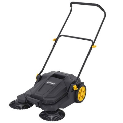 25.6'' Width Walk-behind Hand Push Floor Sweeper with 5 Gallon Waste Container