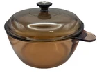 Vtg Vision Corning Ware Pyrex Amber 4.5L 5qt Glass Dutch Oven Stock Pot Lid Usa
