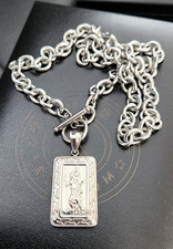Personalised Large St Christopher Steel Dog Tag T-Bar Toggle Travel Necklace
