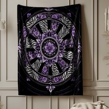 Purple Floral Zebra Mandala Coral Fleece Blanket
