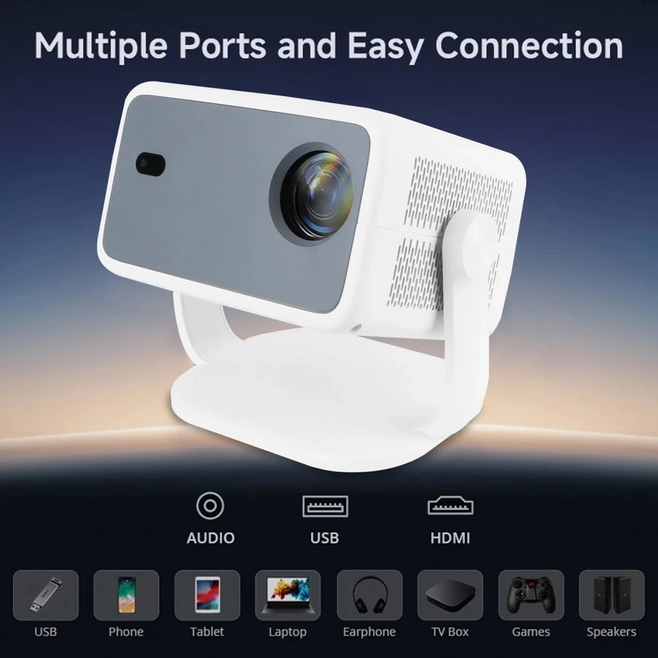 4K LCD Projector 650 ANSI 1080P Auto Focus Android 11 WiFi 6 & BT5.2 - Image 3 of 4