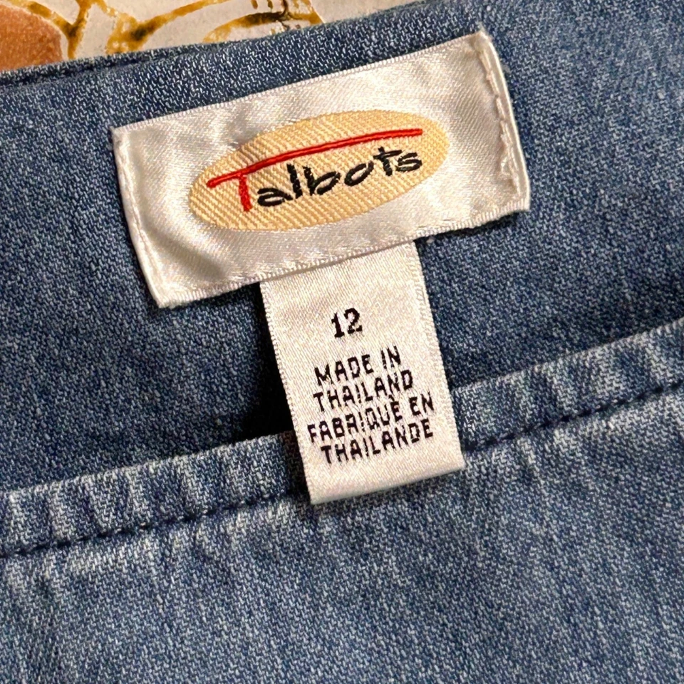 Maxi Vestido Talbots Denim Delantal Azul Jean Babero Frontal Botón Laterales Talla 12 Foto 3 de 4