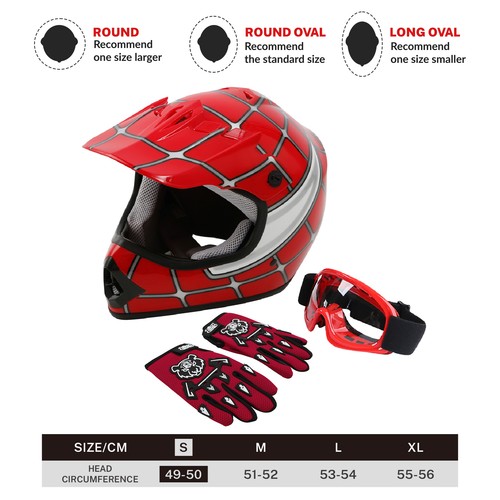 Youth Red Spider Net Dirt Bike Motocross ATV MX Helmet w/Goggles+Gloves S M L XL - Picture 20 of 23