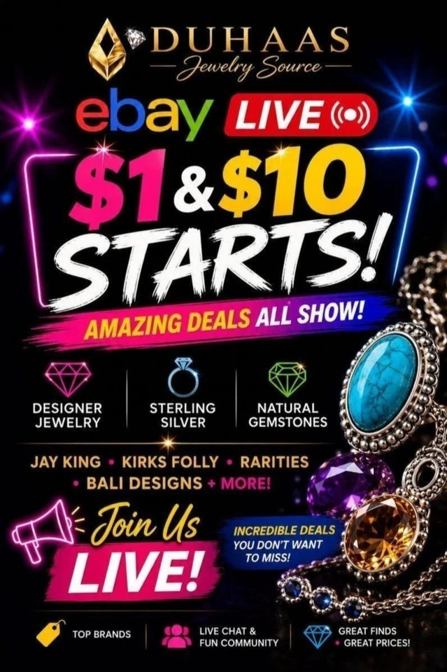 $1 Starts! Jay King, Heidi Daus, Sterling Silver & Gemstone Jewelry Live