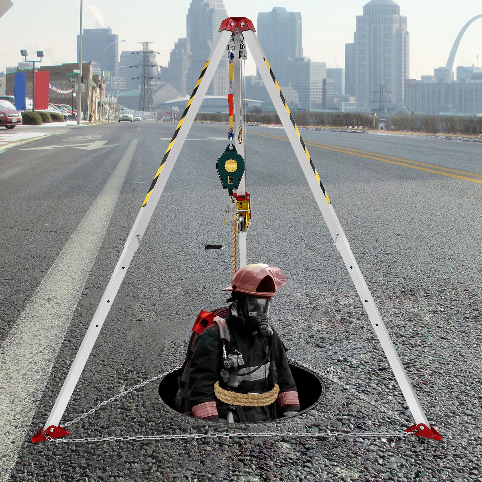 Confined Space Tripod Kit, Heavy Duty Rescue Tripod Lifting Hoist 1200 lbs Winch