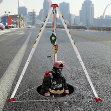 Confined Space Tripod Kit, Heavy Duty Rescue Tripod Lifting Hoist 1200 lbs Winch