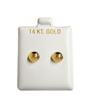 14k Yellow Gold Ball 7MM Stud Earrings w/ Silicone Covered Gold Backs NEW 