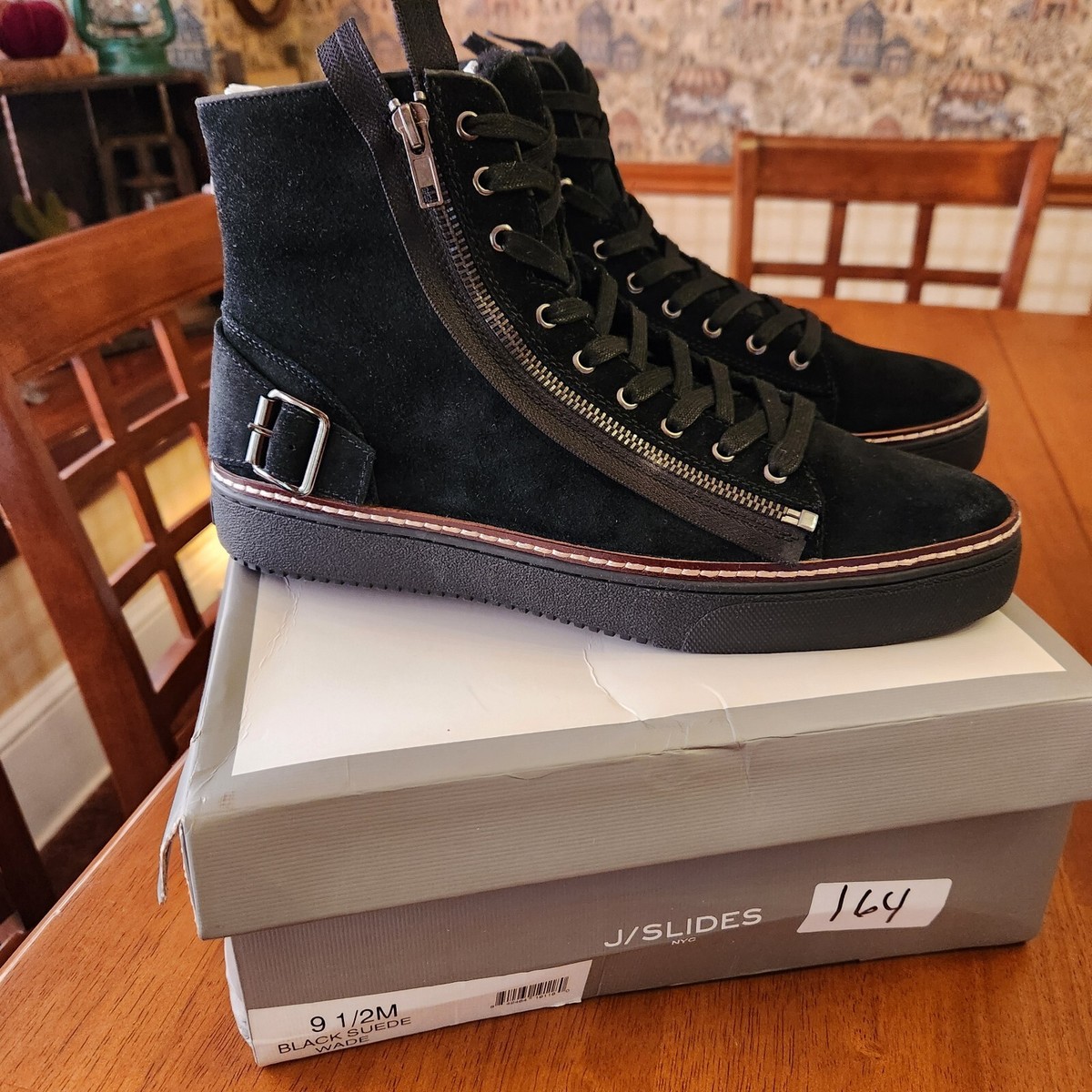 J/Slides Wade high top black suede sneakers size mens