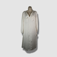 Alfani Women's White Satin V-Neck Utility Shirt Dress Size S