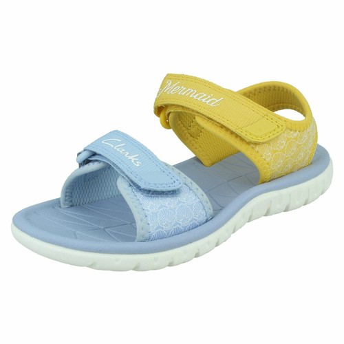 Girls Clarks Disney Little Mermaid 'Surfing Sea' Hook u0026 Loop Strap Sandals  | eBay