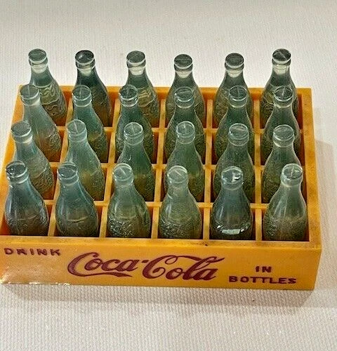 2013 - Vintage Large Coca Cola Plastic Case with 24 Bottles!  3 1/2" x 2 1/2" !