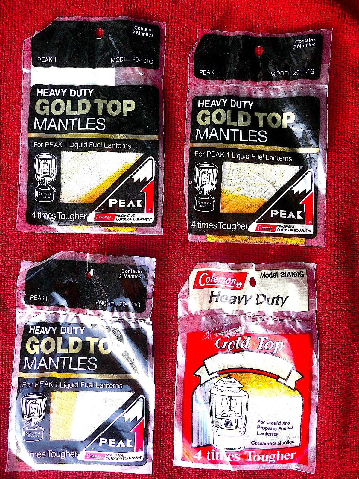 Vintage Coleman Peak 1 LANTERN MANTLES Gold Top Heavy Duty