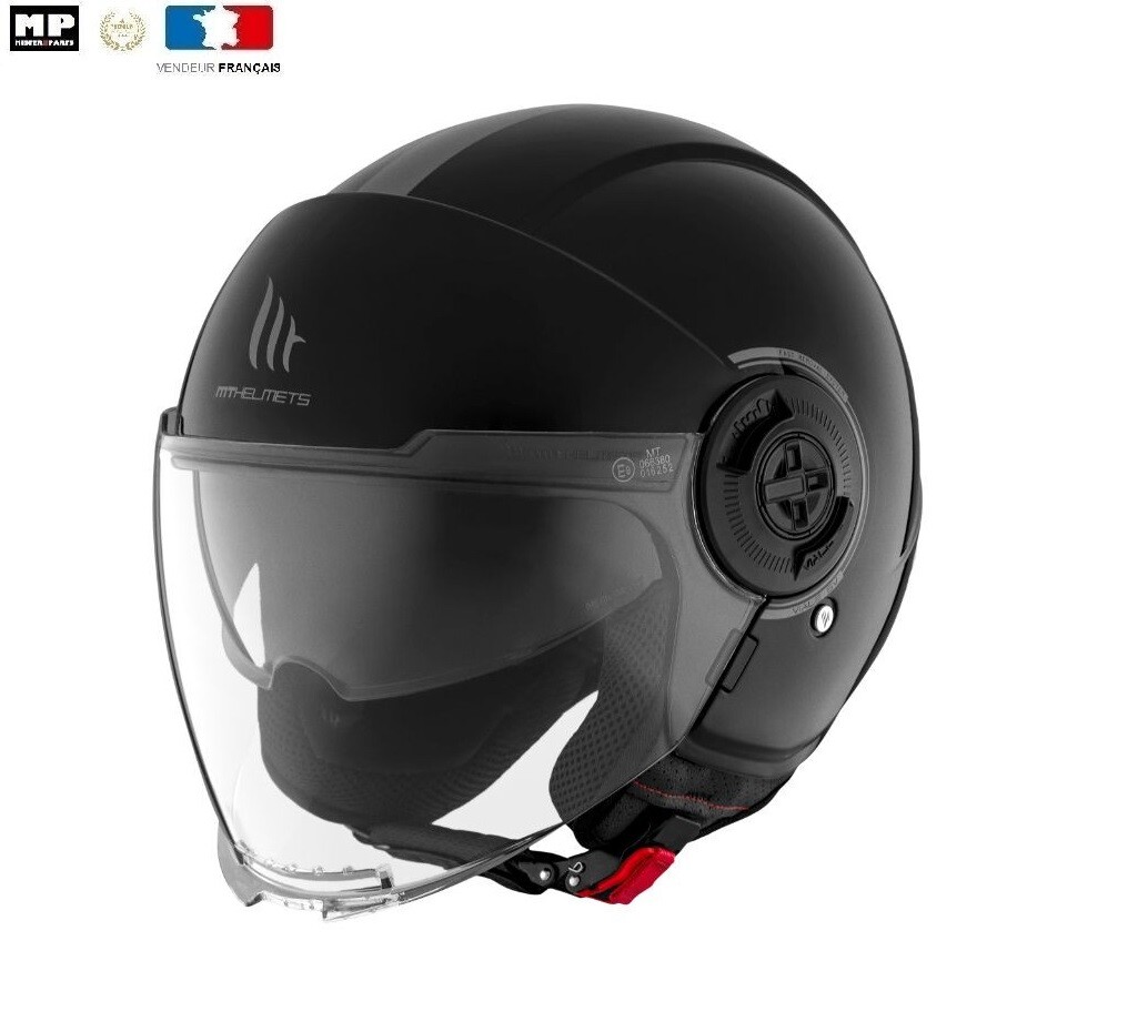 Casque jet MT Viale noir mat idéal pour scooter et trajets en ville