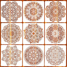 9Pack Mandala Stencils 12x12 Reusable Templates for Painting Wood Wall Floor