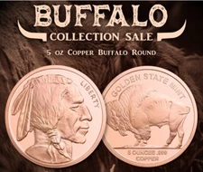 5 OZ -  BUFFALO - INDIAN .999 COPPER ROUND GOLDEN STATE MINT - IN STOCK!!