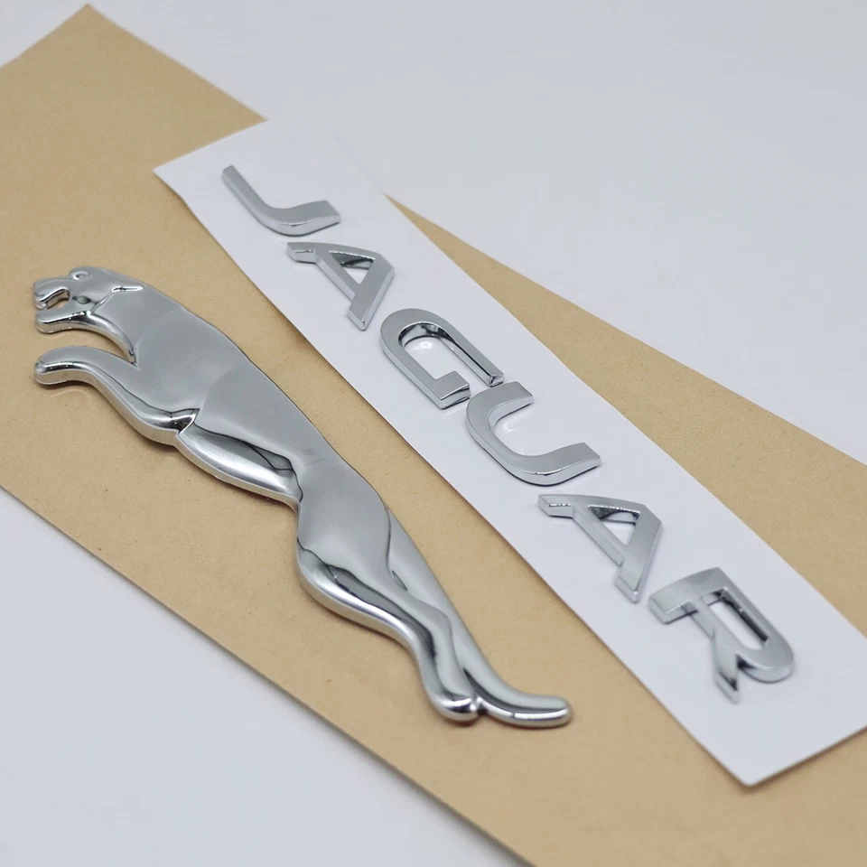 2PCChrome For Jaguar Emblem Rear Badge Decal XF XJ XK XJR XJS E X S TYPE Sticker - Image 2 of 4