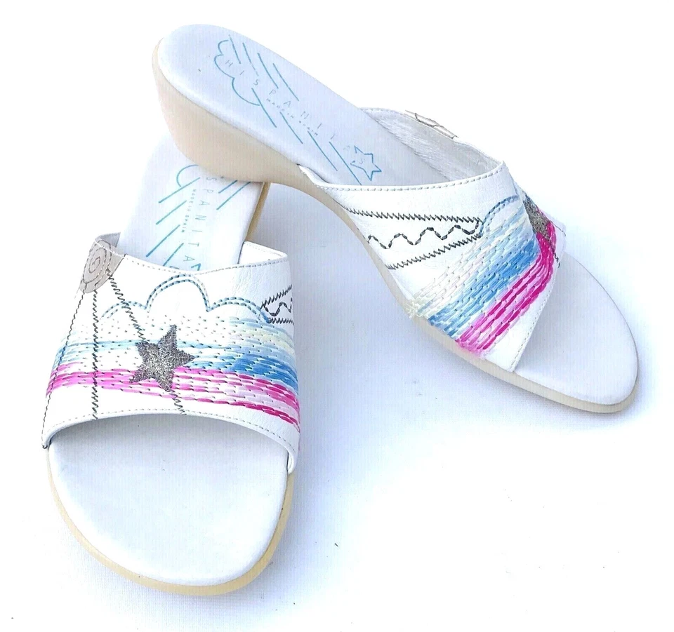 Hispanitas Zapatos Sin Cordones Planos Cuero Blanco Playa Talla 6.5 Hecho en España Foto 2 de 4