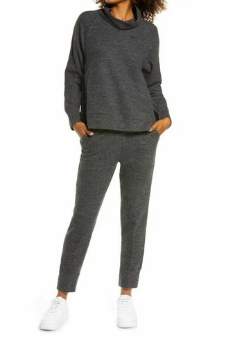 Nike Therma Fleece Cowl Neck Sweatshirt Size S Womens Heather Black DA1462 032 - Picture 10 of 10