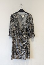 Kim & Co Ladies Grey Snakeskin Print Wrap Dress Size XL Knee Length VGC