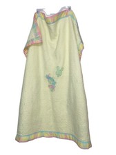 Vintage Quiltex Baby Blanket Yellow Plaid Trim Bunny Balloon Fleece Lovey 40x44