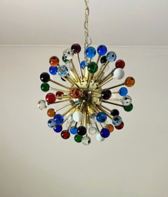 Spektakulärer Murano mehrfarbiger Glas Sputnik Kronleuchter - 51 Gläser