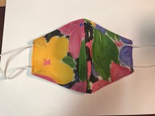 Child OR Adult SMALL Face Mask Cover Floral Tropical Hibiscus Pink Yellow - NEW