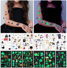 8/7/4 Sheet Kid Halloween Luminous Waterproof Temporary Tattoo Sticker Removable