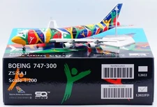 SQ Wings 1/200 South African Airways B747-300 Diecast Jet Model ZS-SAJ Flap Down
