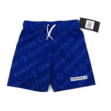 Converse Boys Blue Logo Print Mesh Shorts Size 5Drawstring Waist NWT 24