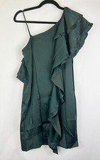 By Malene Birger Asymmetrical Green Silk Formal Prom Dress Formal Sz 36 New Tags