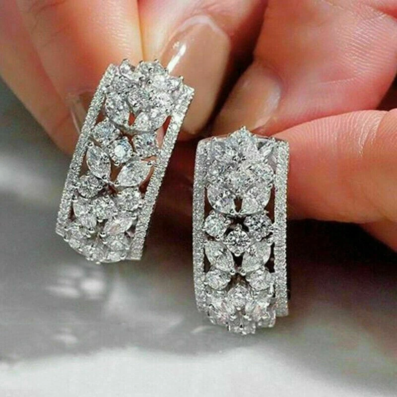 Faux diamond hoop earrings sale