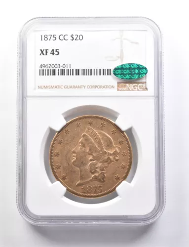 1875-CC $20 Liberty Head Gold Double Eagle XF45 NGC CAC *7734