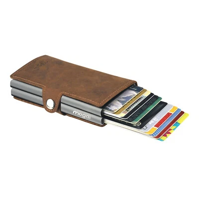 PREMIUM duo Geldbeutel braun Business Wallet Herren Karte anthrazit RFID Blocker - Bild 1 von 4