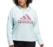 ADIDAS Plus Size Dot-Print Logo Hooded Sweatshirt HD8211 2X Halo mint NWT 55