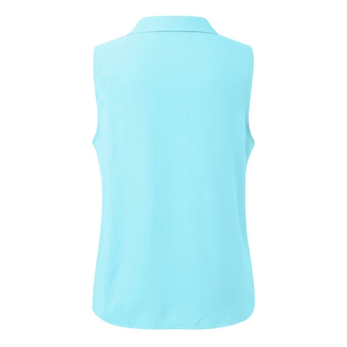 Damen Ärmellose Button Down Shirts Blusen Einfarbig Freizeit Leinen V Ausschnitt - Bild 6 von 39