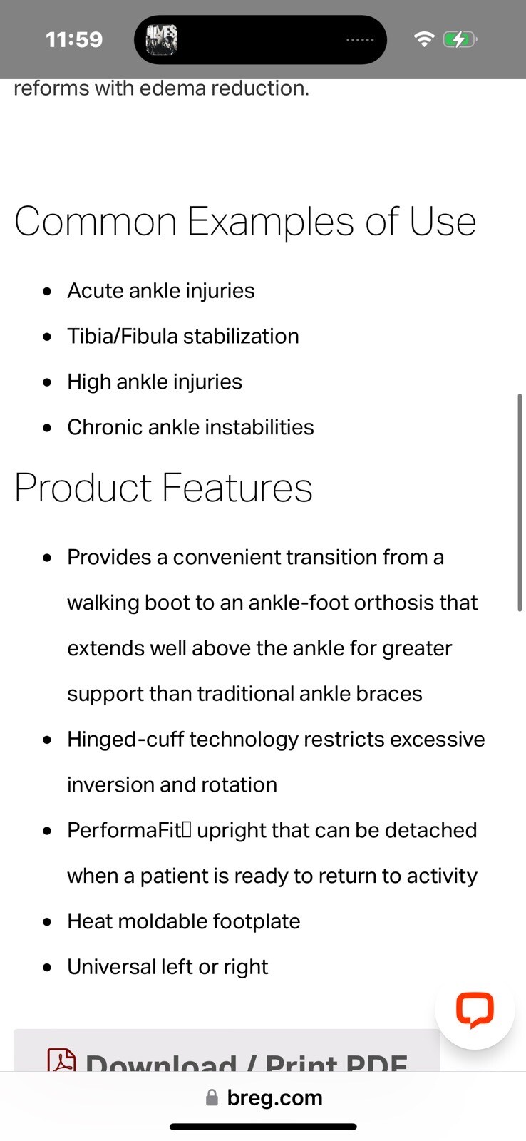 BREG Ultra Ankle CTS Brace S/M PT10242 New In Box eBay