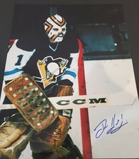 Signed 11x14 DENIS HERRON Pittsburgh Penguins Photo - w/ Show Ticket
